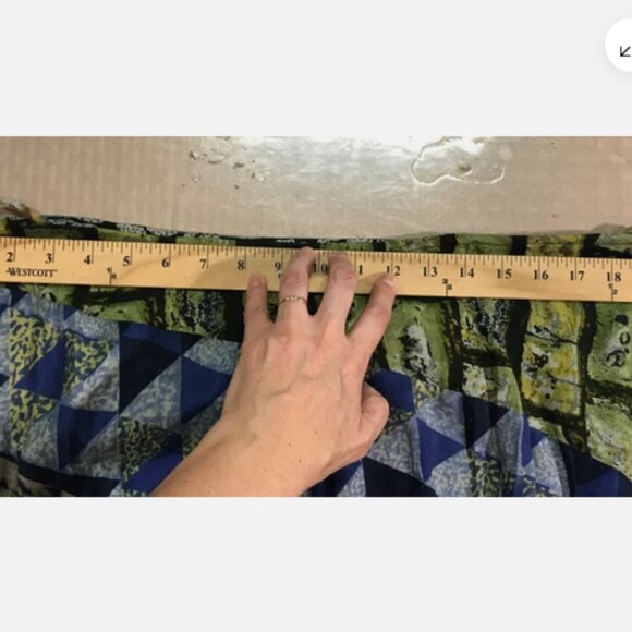 Nwt FUNKY STUFF hippy patch asymmetrical rayon twill hanky SKIRT 1X - Picture 2 of 3